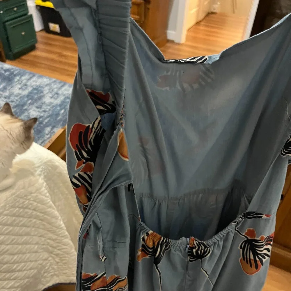 Anthropologie Bel Kazan Blue Red Floral Evie Jumpsuit - Picture 4 of 4